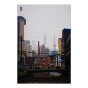 Eine Brücke in Shanghai Poster