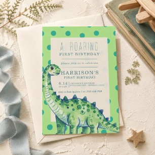 Eine brüllende erste Geburtstagseinladung für Dino Einladung