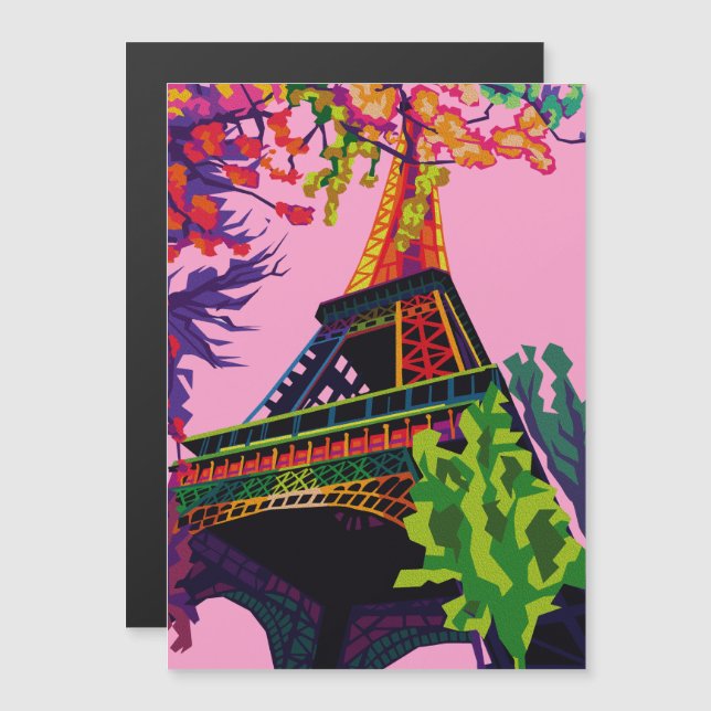 Eine bunte Feier zum Eiffelturm Magnetkarte (Vorne/Hinten)