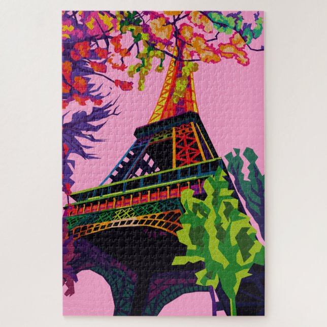 Eine bunte Feier zum Eiffelturm Puzzle (Vertikal)