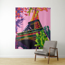 Eine bunte Feier zum Eiffelturm Wandteppich