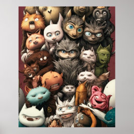 Eine bunte Gruppe niedlicher Monster Poster