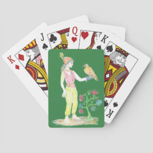 Eine Buntstiftzeichnung einer Frau Spielkarten