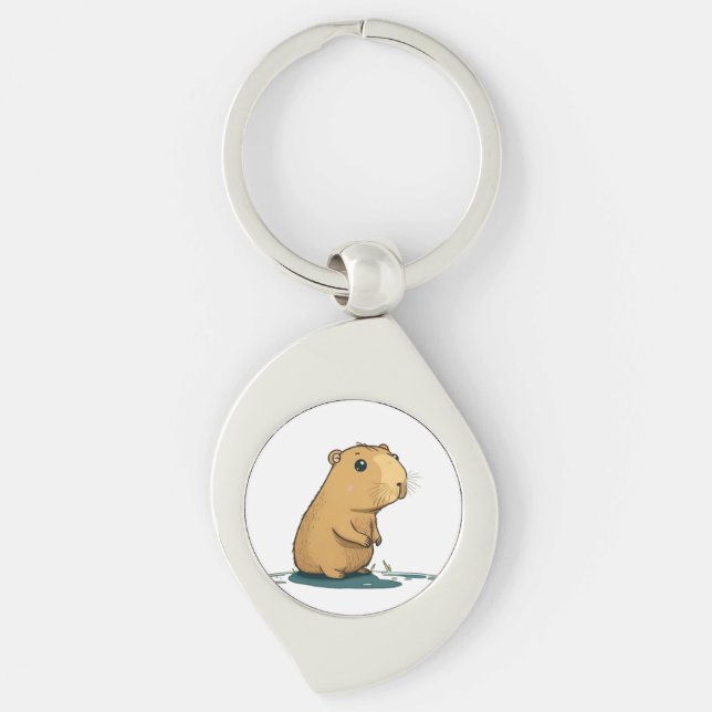 eine Capybara am Wasserloch Schlüsselanhänger (Vorderseite)