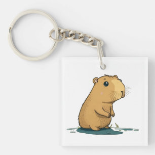 eine Capybara am Wasserloch Schlüsselanhänger