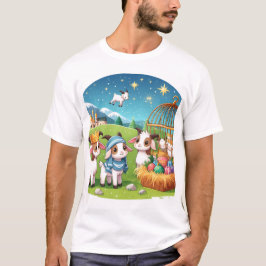eine Cartoon-Illustration einer Krippe mit einem T-Shirt