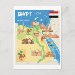 Eine Cartoon-Karte Ägyptens Postkarte