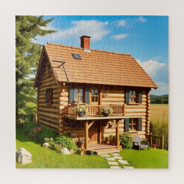 Eine charmante Blockhütte Puzzle (Vertikal)