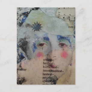 Eine Clowns-Gesichts-Abstrakte Mixed-Media-Collage Postkarte