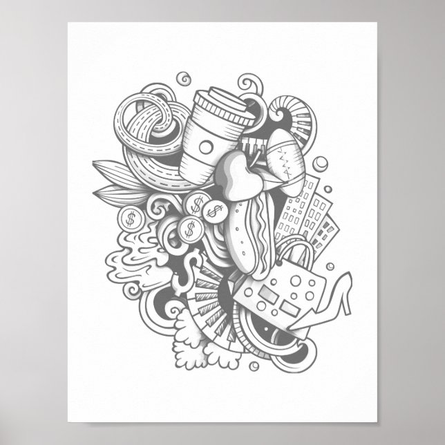 Eine Collage von verschiedenen Gegenständen, die W Poster (Vorne)