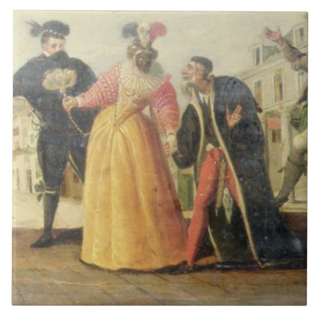 Eine Commedia- dell'arteTruppe vor einer Fliese (Vorderseite)
