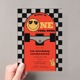 Eine coole Dude-Einladung zum 1. ersten Geburtstag Acryleinladungen