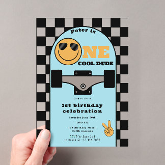 Eine coole Dude-Einladung zum 1. ersten Geburtstag Acryleinladungen