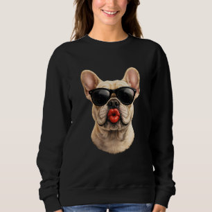 Eine coole Französische Bulldogge gibt einen Kuss Sweatshirt