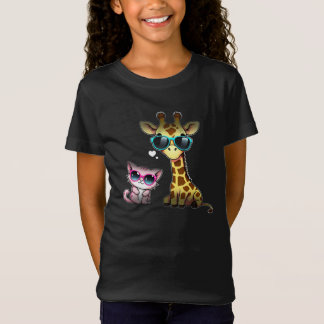 Eine coole Giraffe und eine Katze mit Sonnenbrille T-Shirt