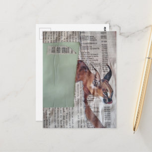 Eine coole große Kitty-Mixed-Media-Collage Postkarte