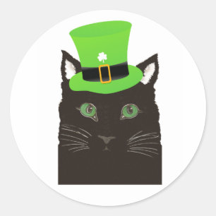 Eine Coole Katze mit einem Green-Hat-Aufkleber Runder Aufkleber