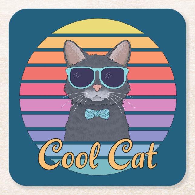Eine Coole Katze Rechteckiger Pappuntersetzer (Vorderseite)