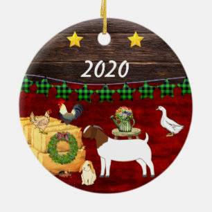 Eine Country Christmas Boer-Ziege Keramik Ornament