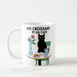 Eine Croissant-Katze Kaffeetasse