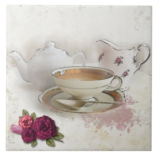 Eine Cuppa Tee-Fliese haben Fliese (Vorderseite)