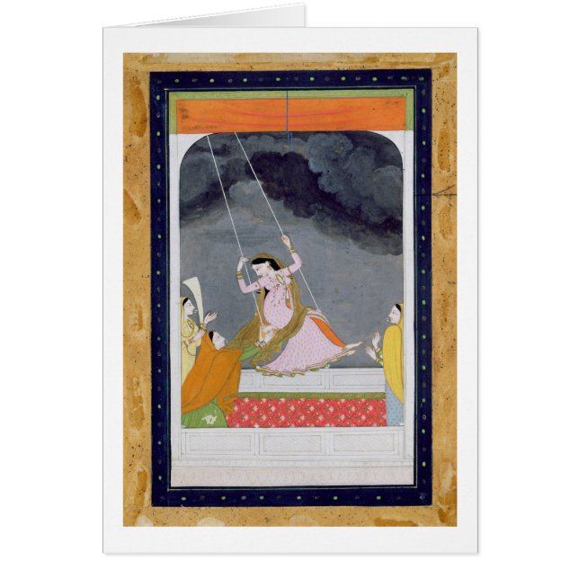 Eine Dame auf einem Schwingen, Kangra, (Vorne)
