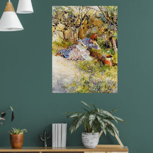 Eine Dame, die Zeitung liest von Carl Larsson Poster