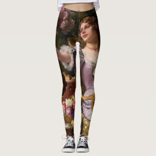 Eine Dame in einem Lilac-Kleid mit Blume Leggings