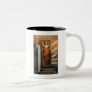 Eine Dame in zwei Hälften sägen ~ Magier Vintage-Z Zweifarbige Tasse