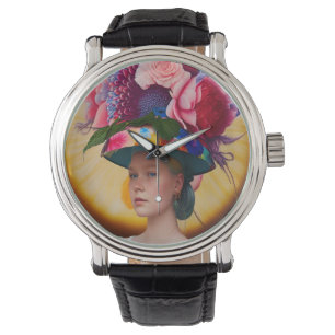 Eine Dame mit Blumenhut Armbanduhr