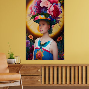 Eine Dame mit Blumenhut Poster