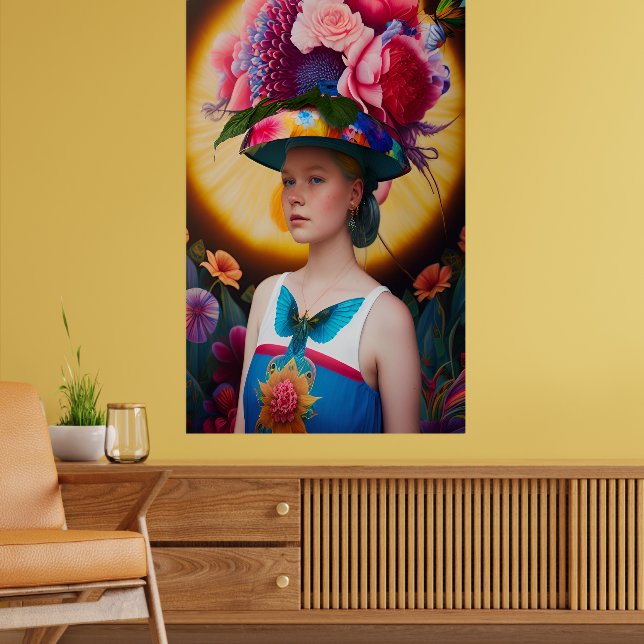 Eine Dame mit Blumenhut Poster (Wohnzimmer 2)