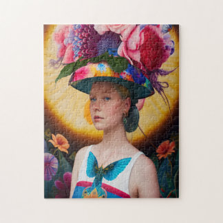 Eine Dame mit Blumenhut Puzzle