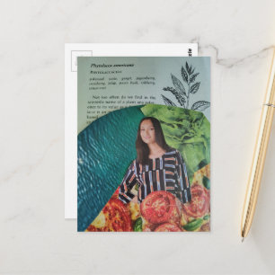 Eine Dame mit Pizza und Sommer-Spaß-Collage Postkarte