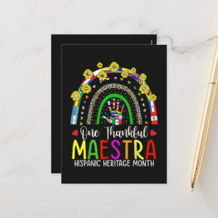 Eine dankbare Maestra-Lehrerin Hispanic Heritage M Feiertagspostkarte