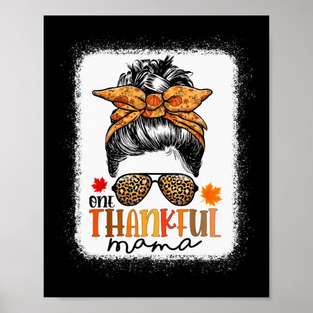 Eine dankbare Mama Messy Bun Leopard Mama Danke Poster (Vorne)