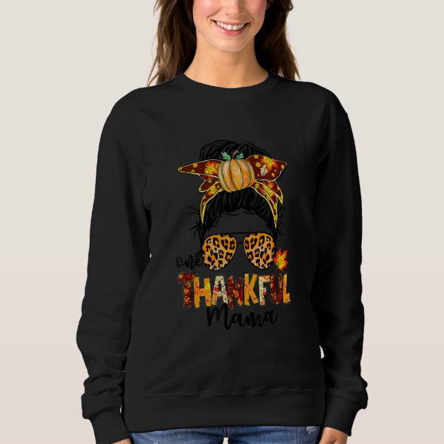 Eine dankbare Mama unordentlicher Dutt Leopard Her Sweatshirt (Vorderseite)