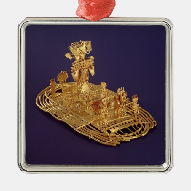 Eine darstellende Muisca votive Figürchen Ornament Aus Metall (Vorne)