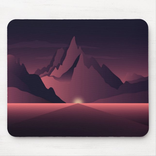 Eine Darstellung des Sonnenuntergangs auf den Berg Mousepad (Vorne)