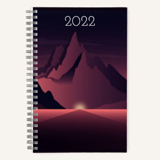 Eine Darstellung des Sonnenuntergangs auf den Berg Notizbuch