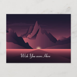 Eine Darstellung des Sonnenuntergangs auf den Berg Postkarte