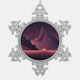 Eine Darstellung des Sonnenuntergangs auf den Berg Schneeflocken Zinn-Ornament