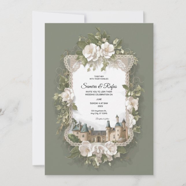 Eine delikate traditionelle Hochzeitsveranstaltung Einladung (Vorderseite)