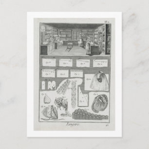 Eine Dessous-Werkstatt und Material aus dem Hause Postkarte