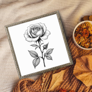 Eine detaillierte monochrome botanische Illustrati Poster
