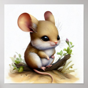 Eine digitale Malerei einer süßen Jerboa Poster