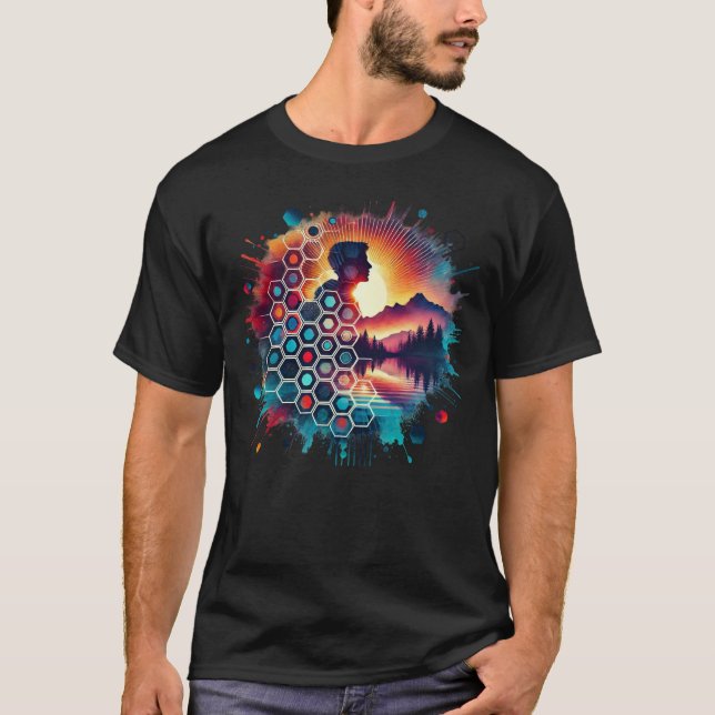 Eine doppelte Belichtung einer Silhouette T-Shirt (Vorderseite)