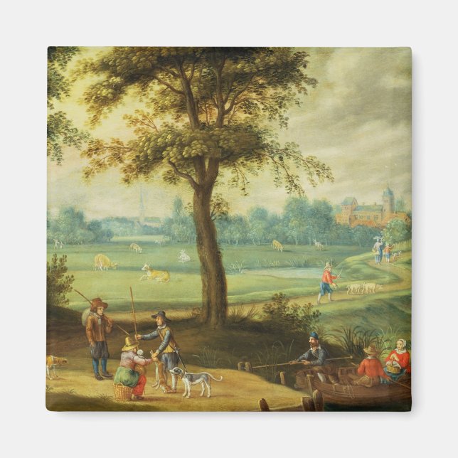 Eine Dorflandschaft am Fluss Magnet (Vorne)