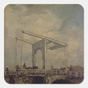 Eine Drawbridge in einer niederländischen Stadt, 1 Quadratischer Aufkleber