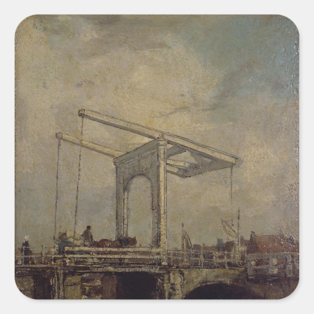 Eine Drawbridge in einer niederländischen Stadt, 1 Quadratischer Aufkleber (Vorderseite)